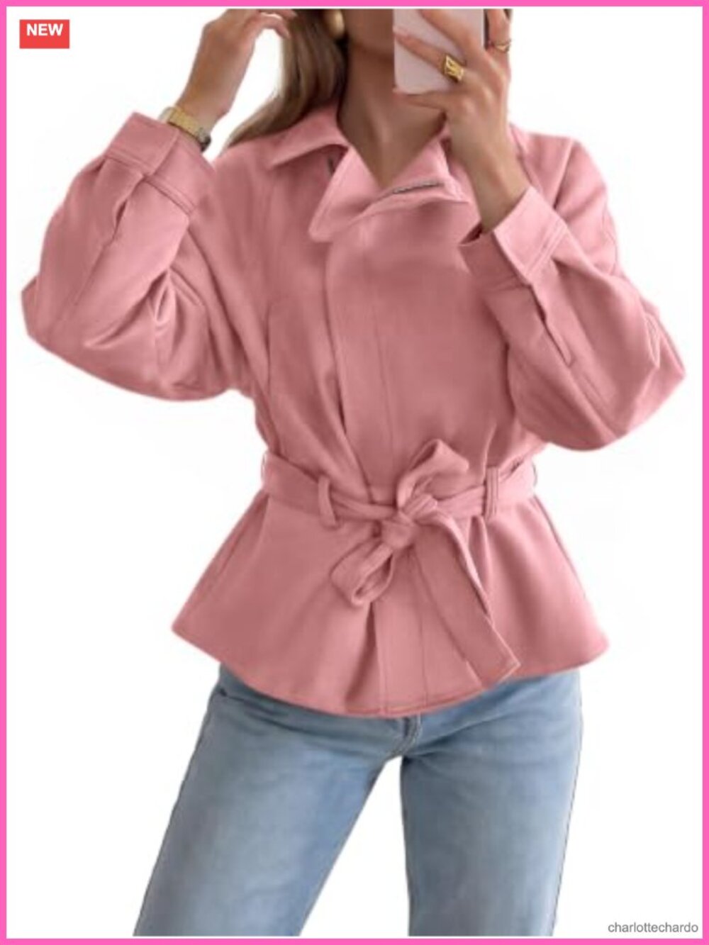 Faux Suede Cropped Moto Jacket Zip Up Lapel Trench Coat